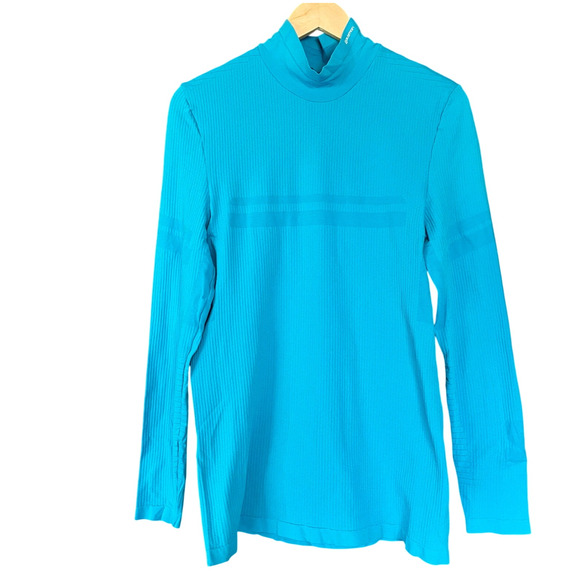 Salomon Essential Warm Top Base Layer Mock Neck Long Sleeve Blue Size Large NEW - Picture 2 of 10